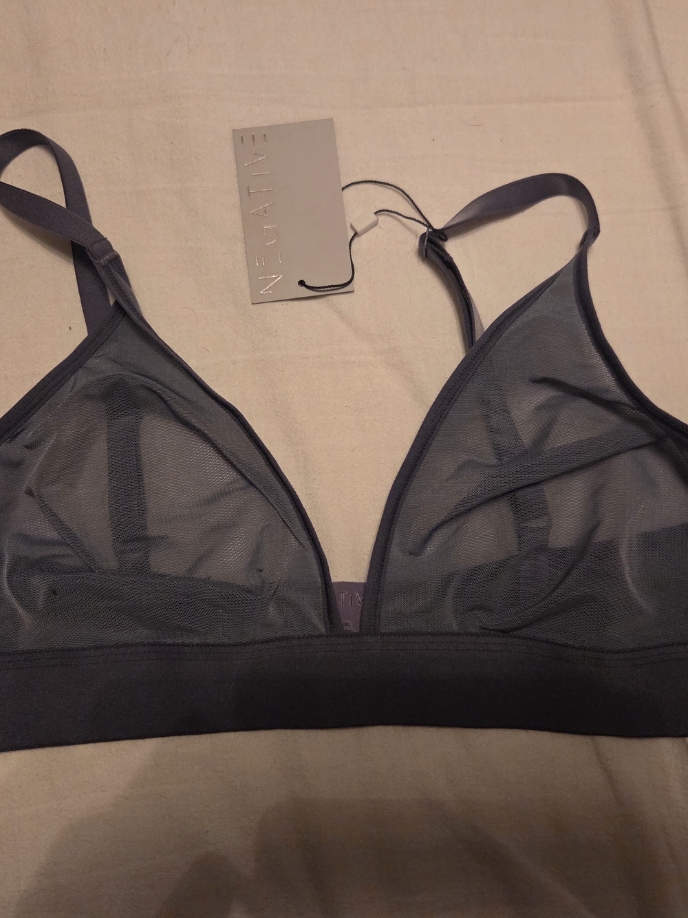 Negative Underwear Sheer Triangle Bralette in SLATE